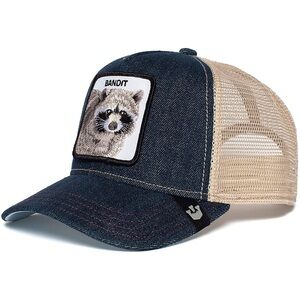 Goorin Bros Bandit Denim Trucker Cap in Navy and Beige